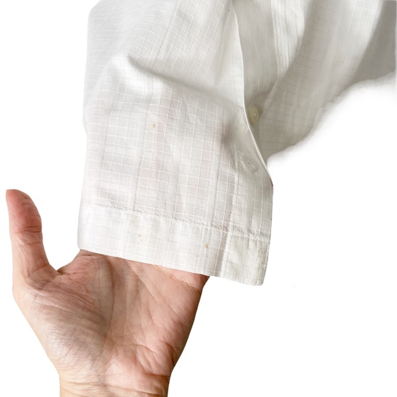 Johnston & Murphy Checked Casual Button Down Short Sleeve White Summer Medium - Picture 5 of 8